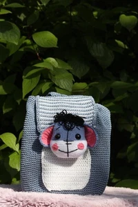 Handmade Crochet Donkey Backpack – Amigurumi Plush Bag – Made with Antibacterial - Picture 1 of 4