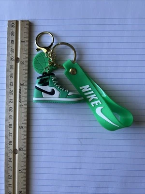 Air Jordan Basketball Shoe Rubber & Metal Keychain Green Nike Strap New! - Image 1 of 2