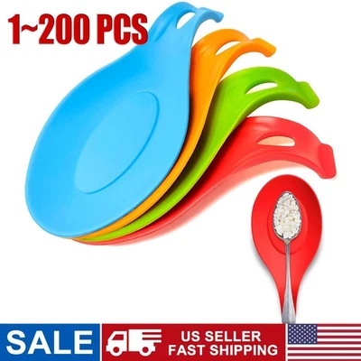 Kitchen Silicone Spoon Rest Heat Resistant Utensil Rest Ladle Spoon Holder Lot - Image 1 of 4