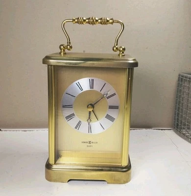 Howard Miller Gold Tone Carriage Desk Quartz Alarm Clock Roman Numerals - Image 1 of 4