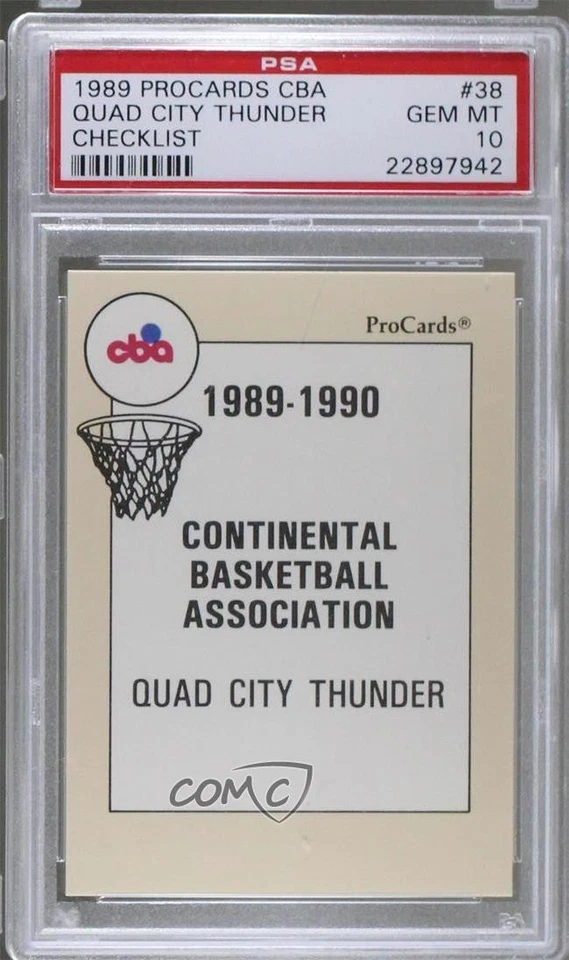 1989-90 ProCards CBA Quad City Thunder #38 PSA 10 GEM MT - Image 1 of 2