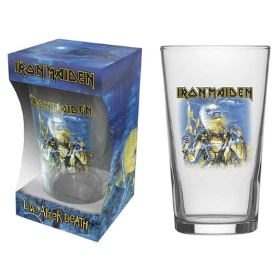 Iron Maiden Pint Glass Live After Death Band Logo new Official Boxed Size One - Image 1 of 2