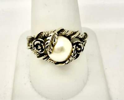 PZ Israel Sterling Silver Pearl Ring - Size 10 - Image 1 of 4