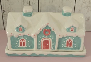 Pfefferminz Platz Keramik türkis Weihnachten Landhaus Haus Urlaub Butterdose NEU - Bild 1 von 6