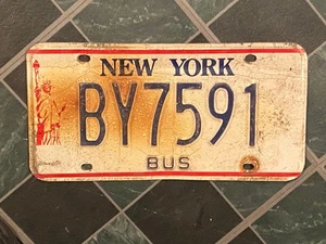 1 New York Bus License Plate BY7591 *Pre-Owned w/Wear/Rust* rr1 - Picture 1 of 4