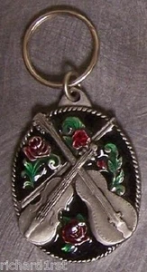 Pewter Key Ring music Strings and Roses NEW - Picture 1 of 1