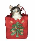 San Francisco Music Box Co Cute Kitty Grey Cat Red Gift Bag 90s Present