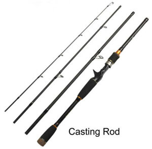 Casting Fishing Rod 4 Section Carbon Fast Action Spinning Poles Travel Rod Ultra