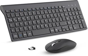 Tastatur und Maus Kabellos 2,4GHz Set Schwarz QWERTZ Dünn für PC Computer C88 - Bild 1 von 6