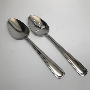PFALTZGRAFF "VOYAGE" Stainless SOLID & PIERCED SERVING SPOONS 8-3/4" - GLOSSY - Bild 1 von 2