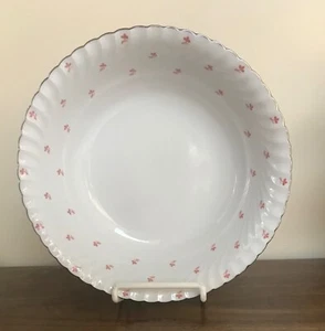 Royal Bayreuth White w Pink Flowers Silver Trim Scalloped Large 10" Round Bowl - Picture 1 of 7