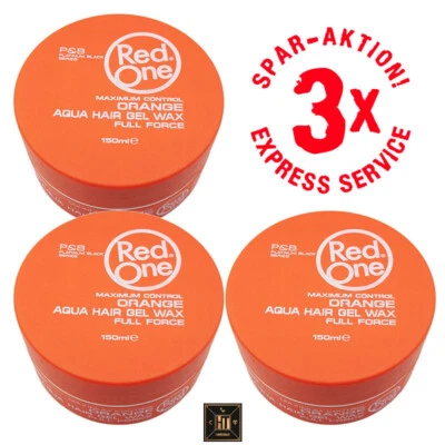 3x Spar Set RedOne Orange  Gel Aqua Hair Wax Full Force 150ml Wachs Haarwachs - Bild 1 von 4