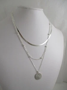 SILVERTONE 3 STRAND NECKLACE 14/16/20" WITH 2" ADJUSTABLE *NEW* - Picture 1 of 3