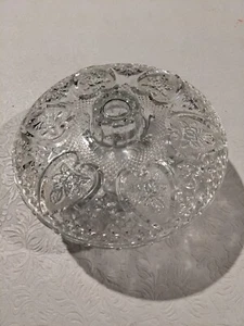 Vintage KIG Malaysia Candy Dish Clear Pressed Glass Hearts and Roses w/ Lid 7" - Picture 1 of 6