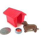 Playmobil Dog Dachshund Red Doghouse Food Bowl Animal Pet Dollhouse Accessory B5