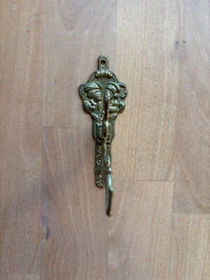 Vintage Messing Wandhaken mit Delfin Fisch Mann Frau Gesichter Aufhänger - Bild 1 von 4