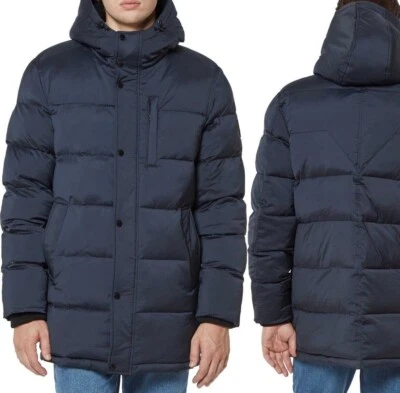 New Vince Camuto Men's Blue Parka with Fleece Lined Hood, XL, Xlarge, MSRP $260 - Image 1 of 4