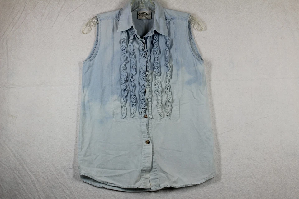Copper Key Tank Small S Denim Tuxedo Blue Sleeveless Button Up Ombre Tie Dye  - Image 1 of 4