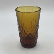 Vintage Amber Dark to Light Colored Pineapple Diamond Pressed Shot Glass MCM