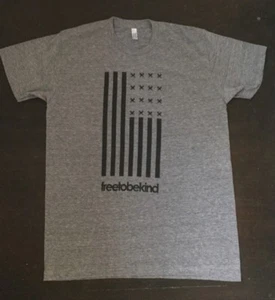 Free to Be Kind American Apparel Mens T-shirt L American Flag Gray Made USA New - Picture 1 of 4