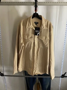 NWT Boohoo Man Poly LONG SLEEVE SHIRT Large L 16.5 x 36/37 - Picture 1 of 12