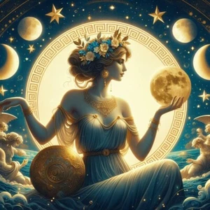 Astrology Princess #2 - Psychic Collage 8x8 Cotton Fabric Block - Picture 1 of 1