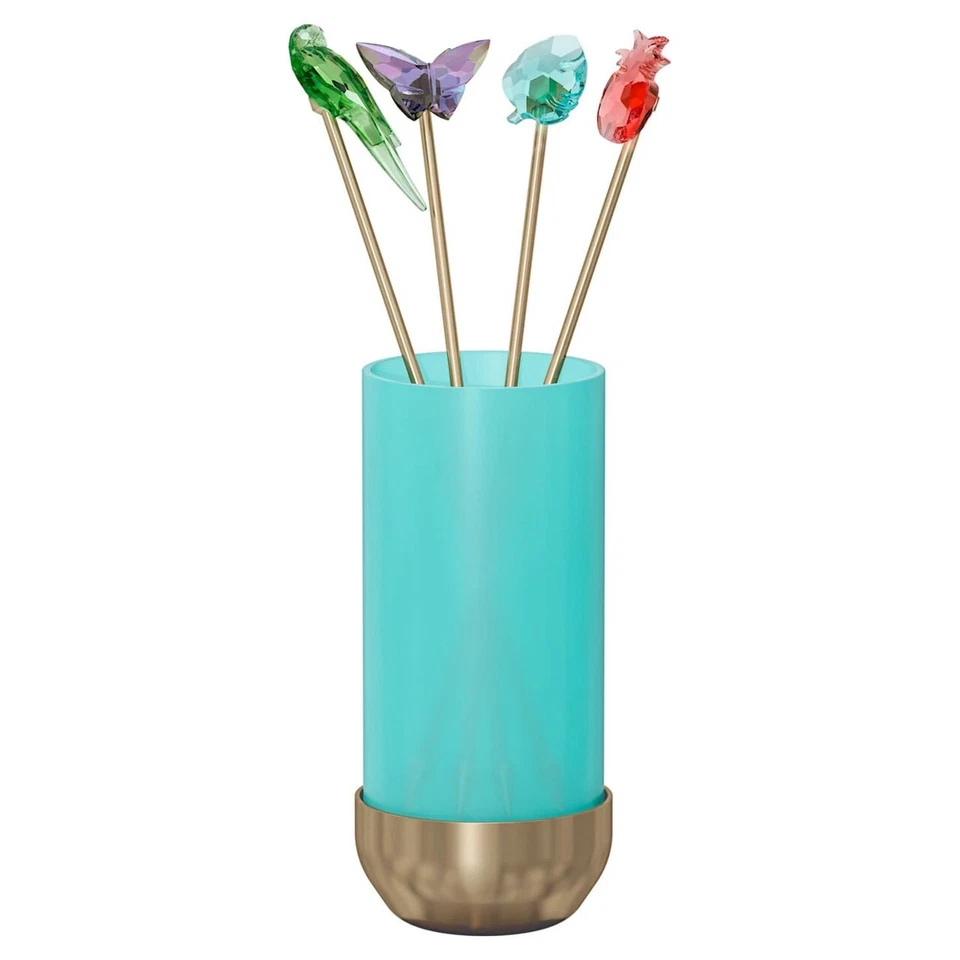 Swarovski Jungle Beats Cocktail Set Stirrers Container Andoki 5557816