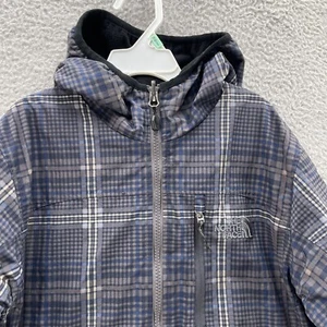 The North Face Belisar Reversible Jacket Boy Small Black Grey Plaid Flightseries - Picture 1 of 22
