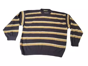 Black Ink Brown Gold Stripe Pullover Sweater Men's XL - Picture 1 of 4