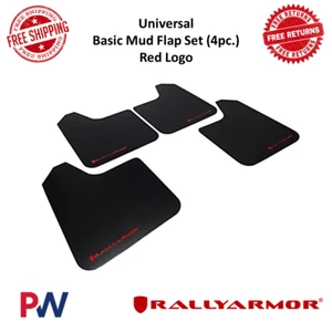Rally Armor Colorway Basic Black Mud Flaps Red Logo 4 Pcs Set For Passenger Cars - Picture 1 of 8