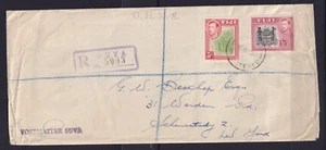 FIJI 1950 KGVI COVER O.H.M.S REGISTERED TO U.S.A, NICE CANCELS ON REVERSE #C795 - Picture 1 of 2