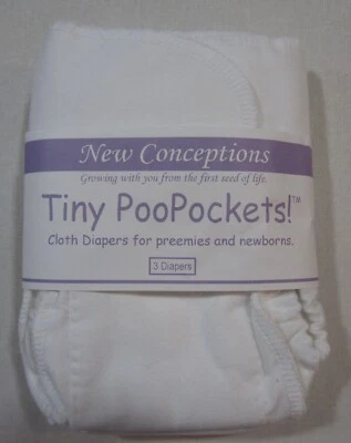 PooPockets! Paquete de 3 pañales de tela ajustados plegables planos para prematuros y recién nacidos Foto 1 de 4