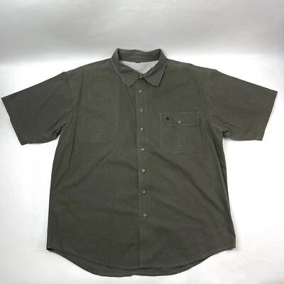 Flying Duck Crest 钓鱼通风绿色纽扣衬衫男式 2XL 短袖 — 第 1/4 张图片