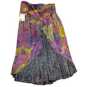 PLATINUM Dorothy Schoelen VTG NWT SZ 14 Midi Layered Skirt Shiny Boho Flowy - Picture 1 of 3