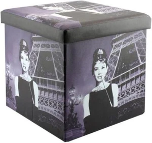 Leonardo Audrey Folding Storage Box Black White 38x38x38 cm Home Organization - Picture 1 of 3