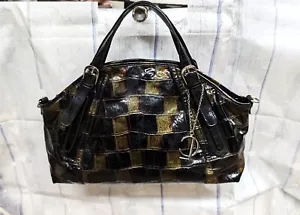 Charlie Lapson Handbag - Ziptop Bag Satchel, Patent Leather Multicolor #CL080 - Picture 1 of 7