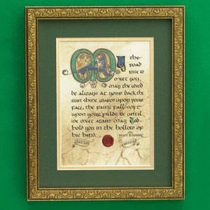 Celtic Card Company Irish Blessing Print Unframed Green Home Decor Manuscript - Picture 1 of 3