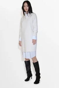 Vestido Suéter MANGO MNG Para Mujer Cuarto Cremallera Acanalado en Crudo Talla L - Imagen 1 de 8