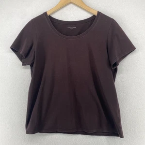EILEEN FISHER Top L Stretch Bio Baumwolle Jersey Kurzarm Braun USA - Bild 1 von 9