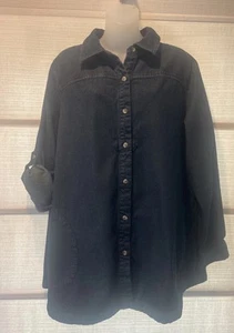 Joan Rivers Dark Denim Shirt Tunic Blouse Jacket~XL~Pkts~Looks New - Picture 1 of 11