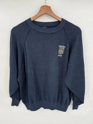 Sudadera Raglán Vintage Años 80 Oxford University College Talla Mediana Azul Marino Foto 1 de 4