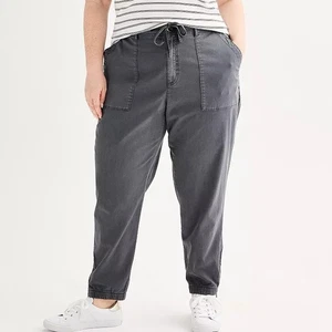 Sonoma Mid Rise Jogginghose Damen 2X grau Ankle Zip Kordelzug NEU - Bild 1 von 11