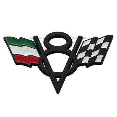 V8 Italy IT Grille Grill Emblem Black Metal Chrome Front Badge For Lamborghini - Image 1 of 4