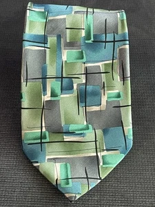J Garcia Retro Krawatte grün & blau geometrisch Mid Century Modern Style Collection - Bild 1 von 6