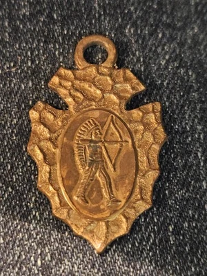 Vintage Native American Indian Chief Copper Arrowhead Watch FOB Bow And Arrow - Image 1 of 4