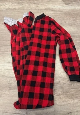 Carter's Fleece Footed Pajama Buffalo Lumberjack Holiday Big Kids Size 12 - Image 1 of 3