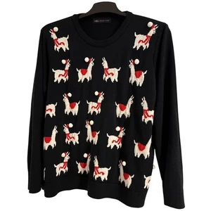 M&S Collection Weihnachtspullover Herren XL Navy Mix Lama Bommel festlich Strick - Bild 1 von 5