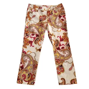 Vintage Y2K CACHE Womens Paisley Print Cotton Cropped Chino style Pants Size 8 - Picture 1 of 7