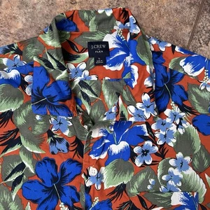 J. Camisa Crew Flex Para Hombre Talla L Botón Frontal Manga Corta Floral Algodón Elástico - Imagen 1 de 4