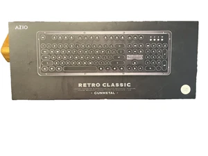 AZIO Retro Classic Vintage Bluetooth/USB Backlit Mechanical Keyboard - NEW - Picture 1 of 9